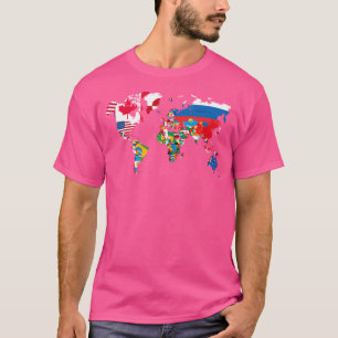 Camiseta Sinalizadores de Mapa do Mundo Viajante