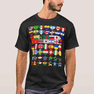 Camiseta Sinalizadores de Países do Mundo em Forma Geométri