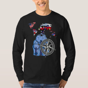 Camiseta Sinalizadores do mundo viajando de mochila do mapa