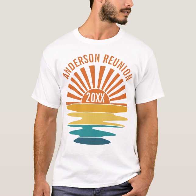 Camiseta Sindicato da Família Personalizada Retro Sunset Gr (Frente)