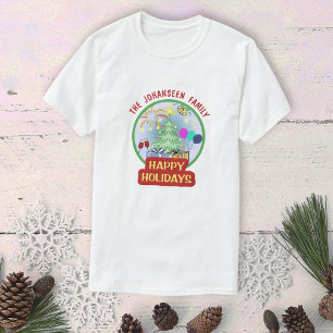 Camiseta Sindicato da Família Retro Colorida Feliz Feriados