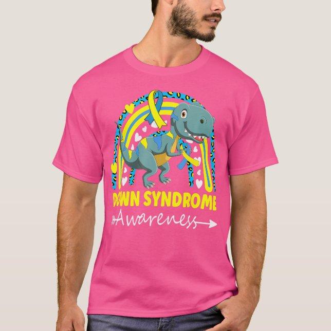 Camiseta Sindroma Mundial para Baixo Sensibilização Dinossa (Frente)