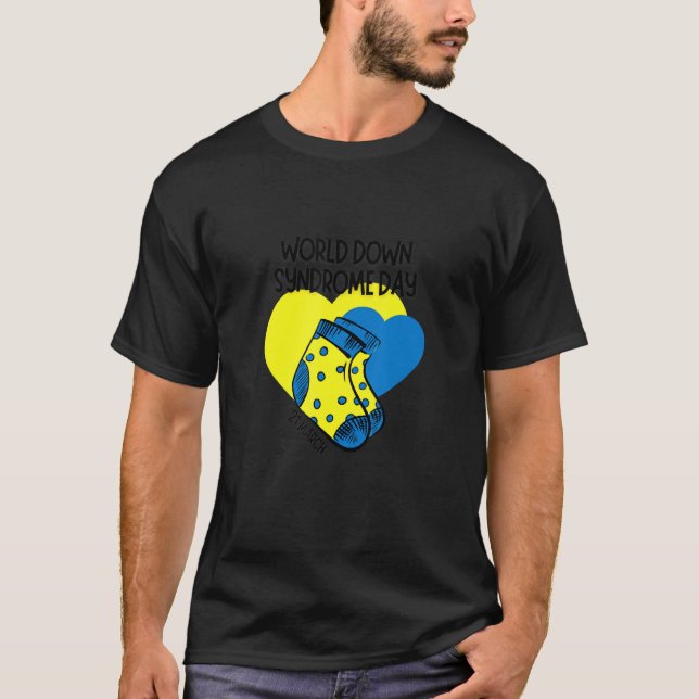 Camiseta Sindroma Mundial para Baixo Sensibilização Meias C (Frente)