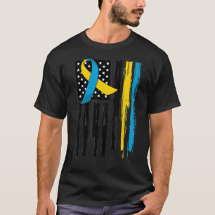 Camiseta Sindroma para baixo Sensibilização EUA Sinalizador