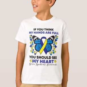 Camiseta Síndrome Abaixo Consciência Azul E Fita Amarela T2