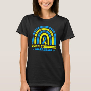 Camiseta Síndrome Abaixo Consciência Legal Azul Arco-Íris E