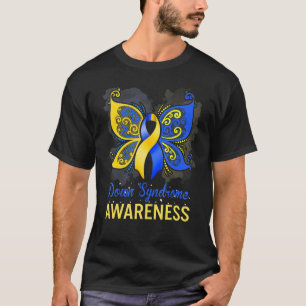 Camiseta Síndrome de Abaixo do Mundo da Fita Azul e Amarelo