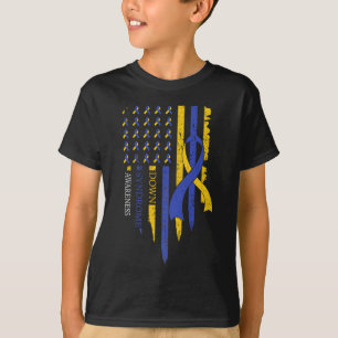 Camiseta Síndrome de Bandeira Americana Trisomy 21 T21 Down