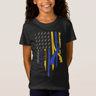 Camiseta Síndrome de Bandeira Americana Trisomy 21 T21 Down