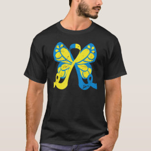 Camiseta Síndrome de Botterfly Amarela Azul para Baixo