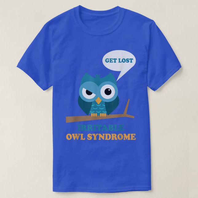 Camiseta Síndrome de Coruja Irritável Funny Grumpy Owl IBS  (Frente do Design)