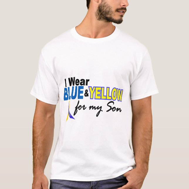 Camiseta Síndrome de Down eu visto azul & amarelo para meu (Frente)