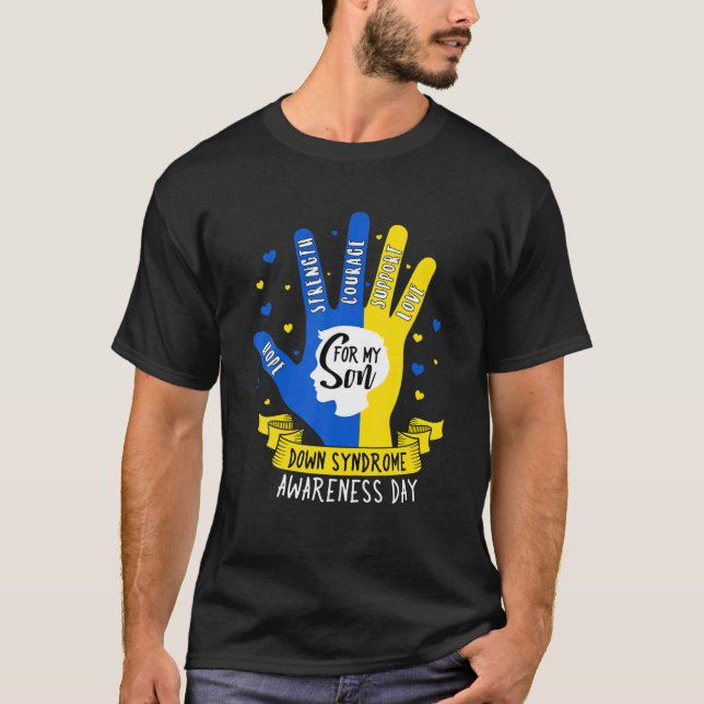 Camiseta Síndrome de Down Mãe Conscientização 21 Azul Doura (Frente)