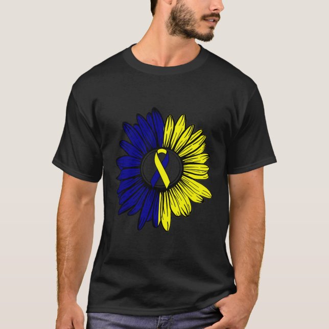 Camiseta Síndrome de Down Sensibilização Apoio ao girassol (Frente)