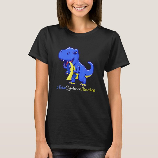 Camiseta Síndrome de Down T Rex Dinossauros Crianças Trisom (Frente)