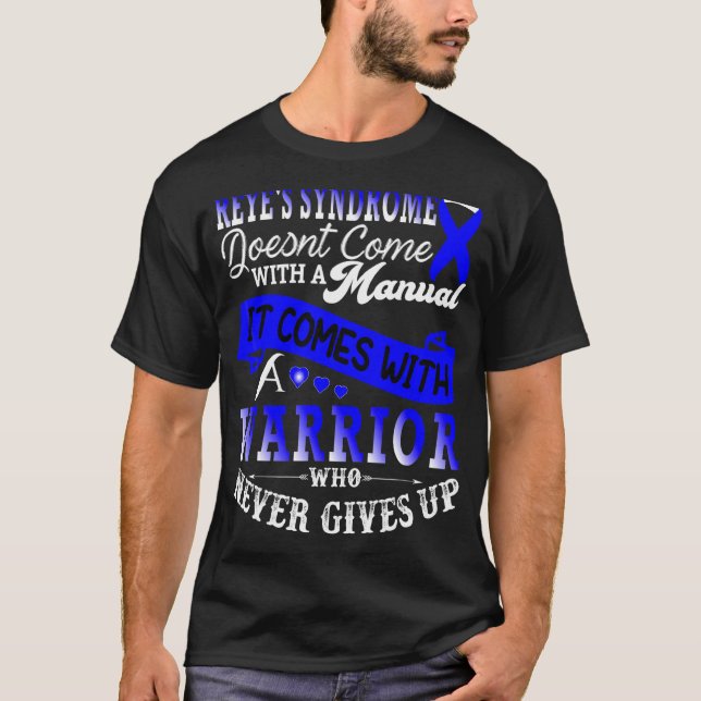 Camiseta Síndrome de Reye para o Guerreiro Apoiar Rib Azul (Frente)