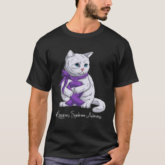 Camiseta Síndrome de Sjogren Sensibilização Mês Fita Roxa C (Frente)
