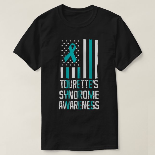 Camiseta Síndrome de Tourette US Flag TS Warrior Survivor Z (Frente do Design)