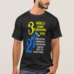 Camiseta Síndrome Mundial para Baixo-Amarelo Azul 321 Aware