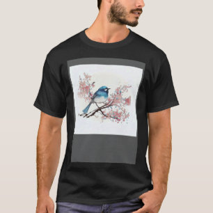 Camiseta Sinfonia da Natureza no Pássaro Azul Empoeirado