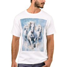 Sinfonia de libertação de neve em cavalos brancos: