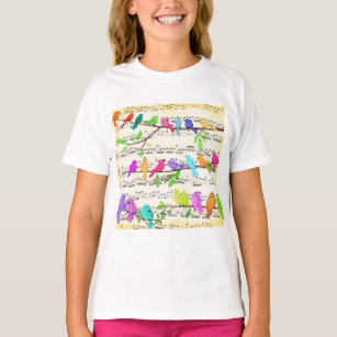 Camiseta Sinfonia de Pássaros Musicais Coloridos - Feliz Me