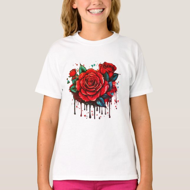 Camiseta Sinfonia Floral: Design de Impressão de Flor de Ág (Frente)