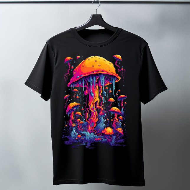 Camiseta Sinfonia Vibrante: Água-viva em Neon Fantástico (Criador carregado)