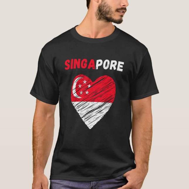 Camiseta Singapore Flag Holiday Singapore Heart Singaporean (Frente)