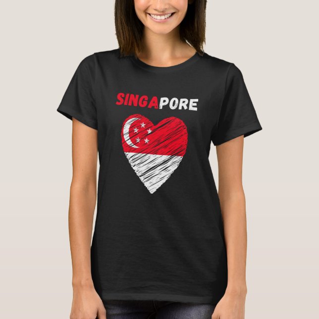 Camiseta Singapore Flag Holiday Singapore Heart Singaporean (Frente)