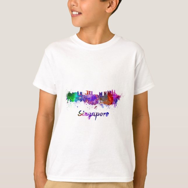 Camiseta Singapore skyline in watercolor (Frente)