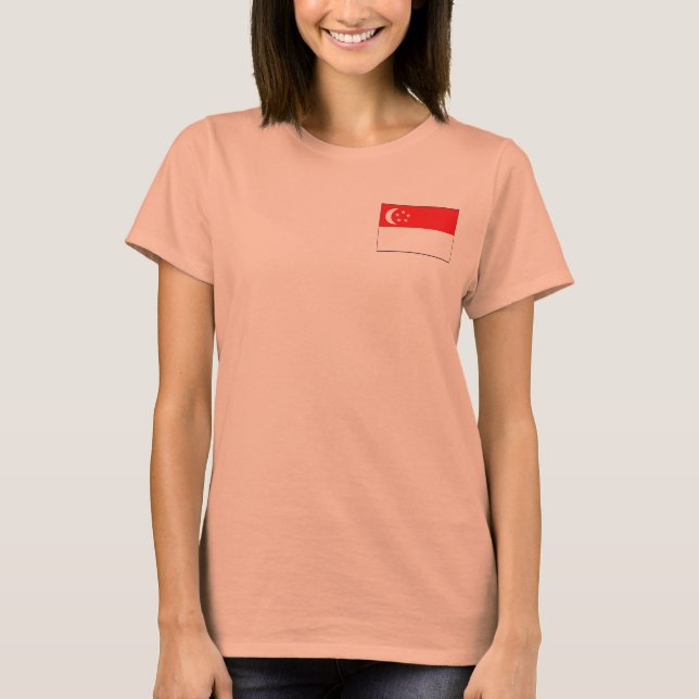Camiseta Singapura Bandeira + Mapa (Frente)