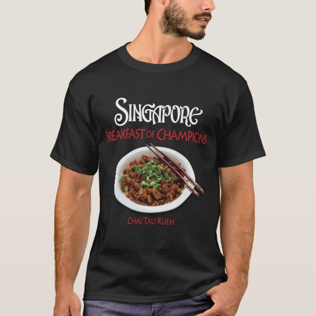 Camiseta Singapura Chai Tau Kueh - Tecido Escuro (Frente)