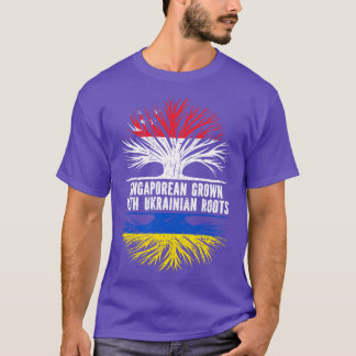 Camiseta Singapura cresceu com bandeira das Raízes Ucranian