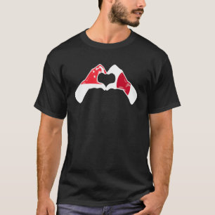 Camiseta Singapura Japão Sinalizador Singapura Coração Japo