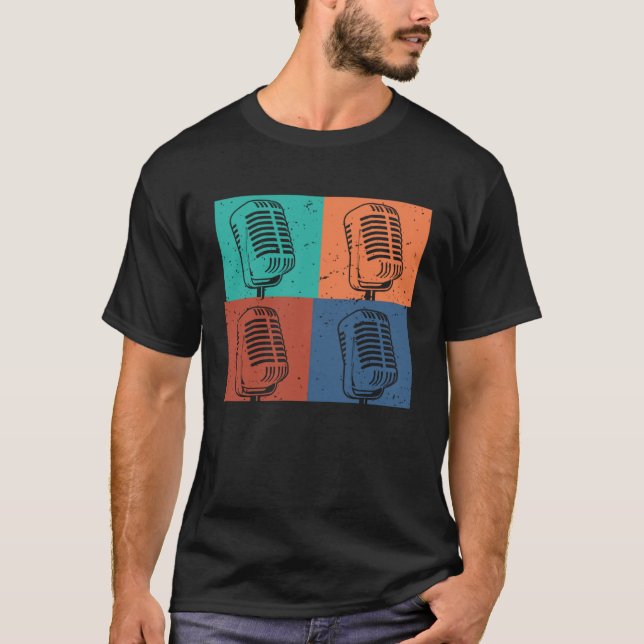 Camiseta Singer Vocalist Musician  Retro Microphone Singing (Frente)