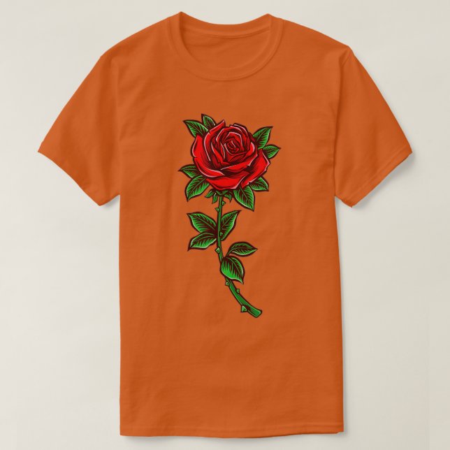 Camiseta Single Red Rose Flower Romantic Love  (Frente do Design)