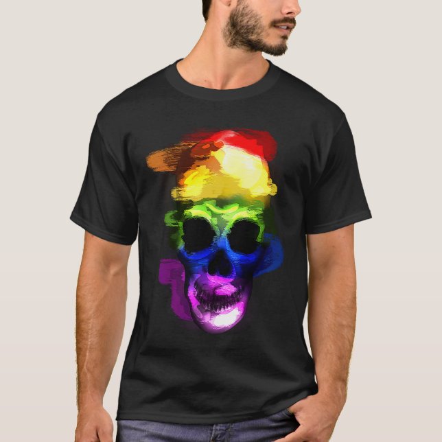 Camiseta Sinister Rainbow Punk Grafite Skull Street (Frente)
