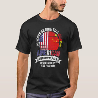 Camiseta Sino-americano Nós sabemos Lugares onde a bandeira