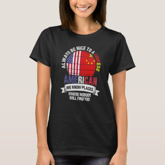 Camiseta Sino-americano Nós sabemos Lugares onde a bandeira