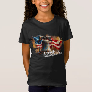 Camiseta Sino da Liberdade Arte para Celebração do Dia 4 de