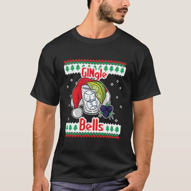 Camiseta Sino de Natal Copo de Gin Tônica Papai Noel Feio (Frente)