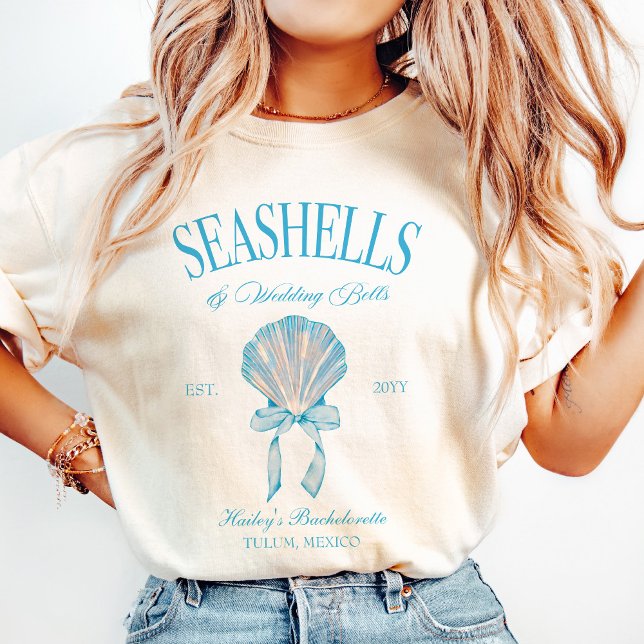 Camiseta Sinos De Casamento De Sinos De Despedida De Soltei (Seashells Wedding Bells Bachelorette Tshirt)