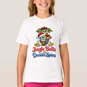 Camiseta Sinos e giros de Driedel Christmukkah Hanukkah