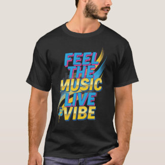 Camiseta Sinta a Música Ao Vivo Vibe Neon Gráfico