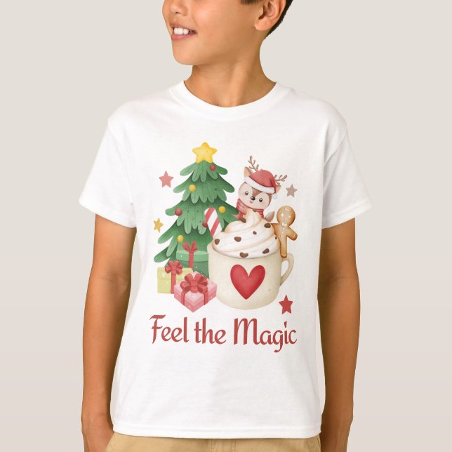 Camiseta Sinta a Reindee de Natal Mágica (Frente)