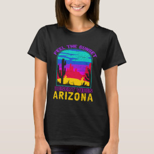 Camiseta Sinta O Deserto Sunset Vibes Arizona Saguaro Cactu