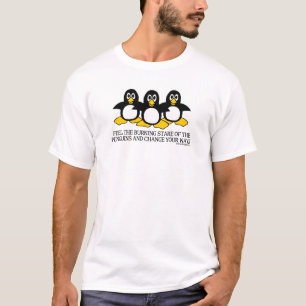 Camiseta Sinta o olhar fixo ardente dos pinguins