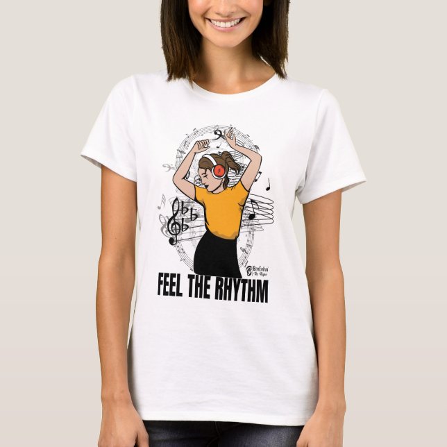 Camiseta Sinta o ritmo das mulheres branco (Frente)