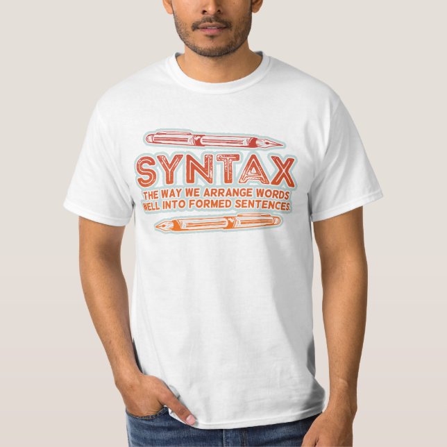 Camiseta Sintaxe estrutura de sentenças engraçadas Gramátic (Frente)